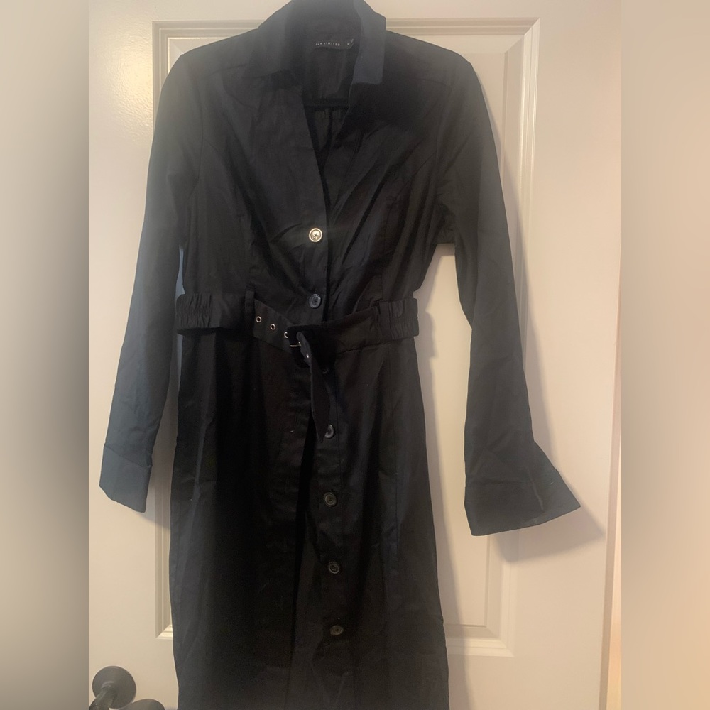 Black belted button up dress
